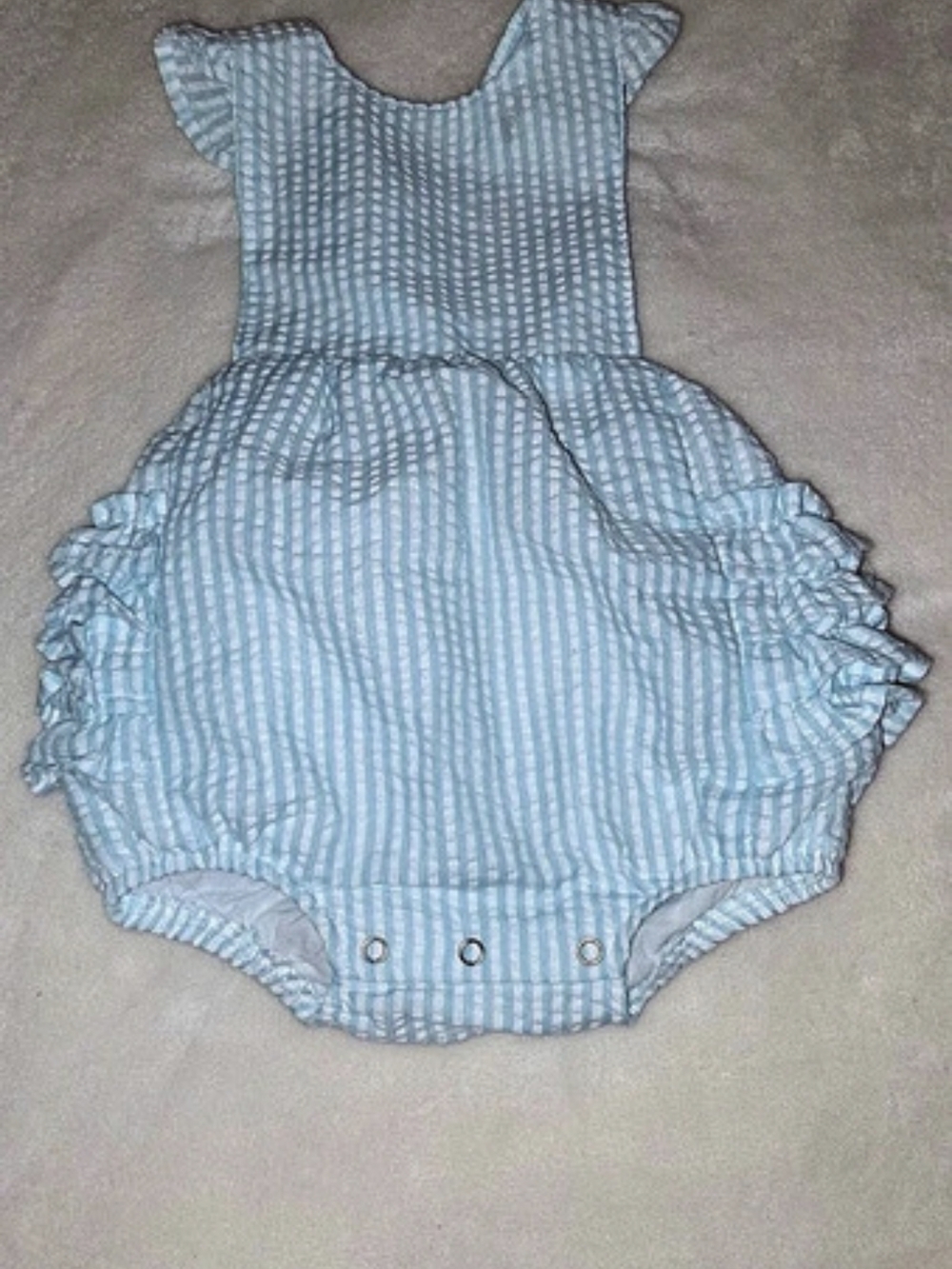 LTC Blue Striped Romper Baby 9m Like New